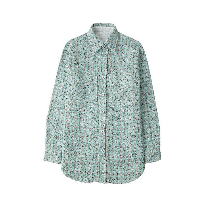 Charlie Luciano Tweed Over Shirt Peacock Blue - GirlFork