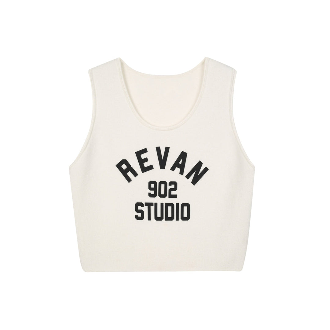 Revan Retro Logo Vest Top White - Mores Studio