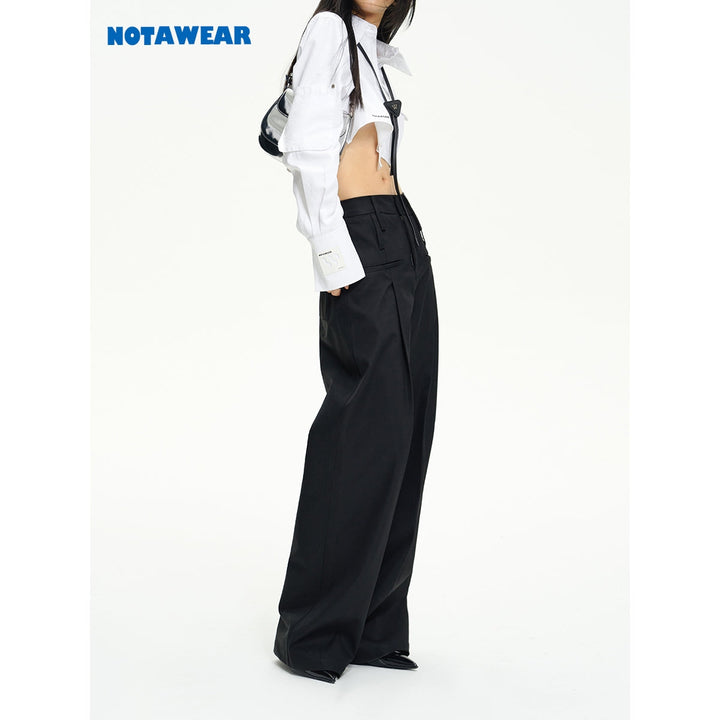NotAwear Oversize Straight Suit Pants Black - GirlFork