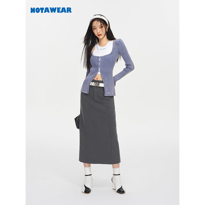 NotAwear Knit Buckle Top Washed Blue - GirlFork