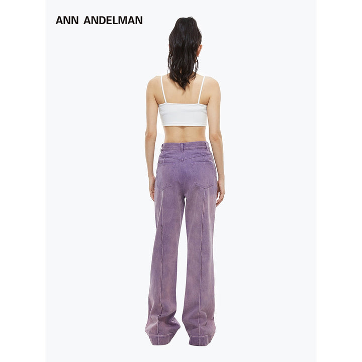Ann Andelman Pink Patch Bootcut Denim Pants Purple - GirlFork