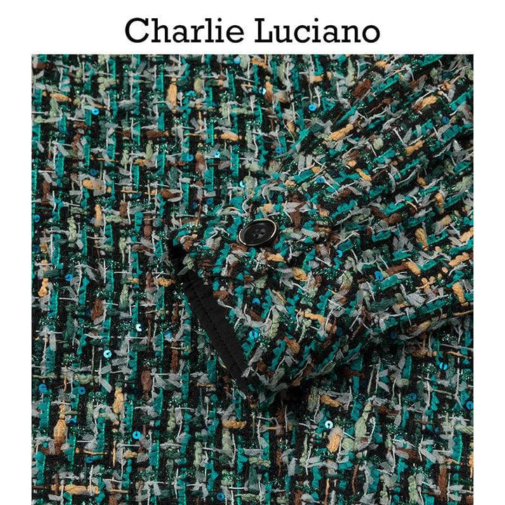 Charlie Luciano Tweed Overshirt Green - GirlFork