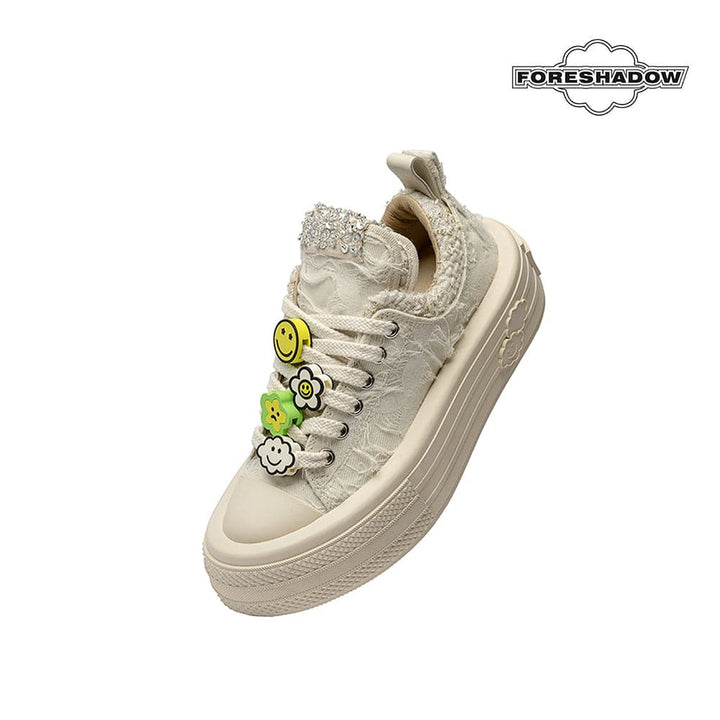 Foreshadow DIY Flower Patch Tweed Sneaker White - Mores Studio
