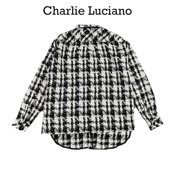 Charlie Luciano Tweed Over Shirt Black/White - GirlFork