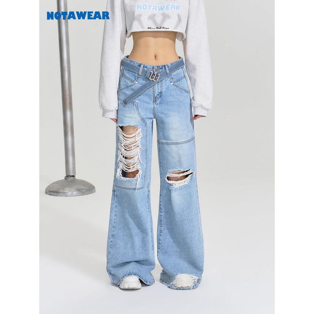 NotAwear Destroy Straight-Leg Oversize Jeans - Mores Studio