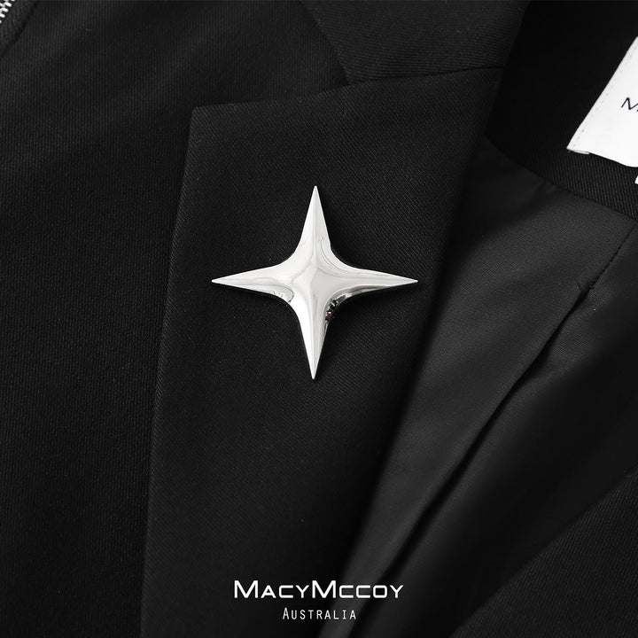 MacyMccoy Metal Star Shoulder Zipped Blazer Black - Mores Studio